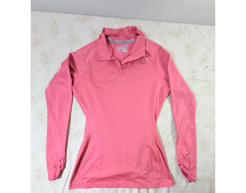Under Armour ColdGear Women's Small Pink Fitted 1/4 Zip Pullover Athletic Top